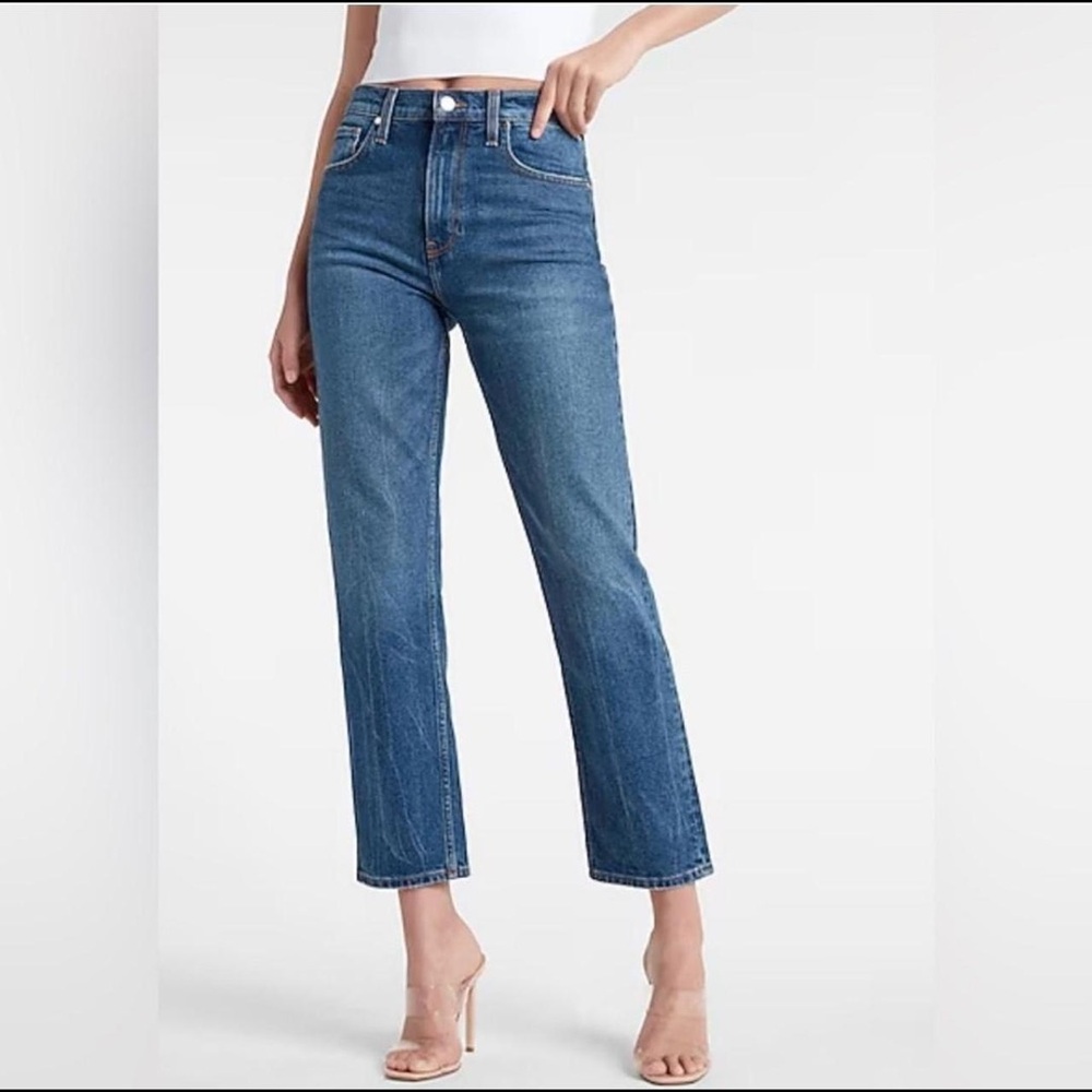 Express Cropped Straight High Rise Jeans 4